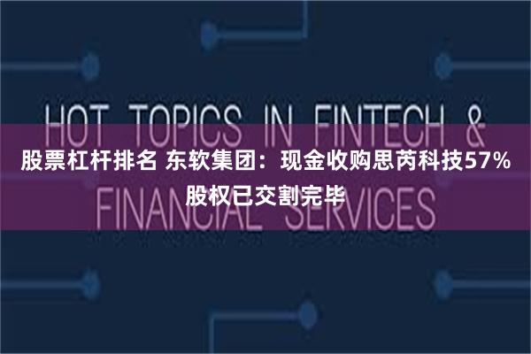 股票杠杆排名 东软集团：现金收购思芮科技57%股权已交割完毕