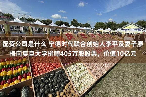 配资公司是什么 宁德时代联合创始人李平及妻子廖梅向复旦大学捐赠405万股股票，价值10亿元