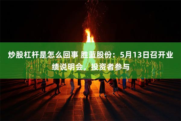炒股杠杆是怎么回事 胜蓝股份：5月13日召开业绩说明会，投资者参与