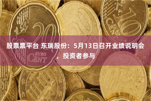 股票票平台 东瑞股份：5月13日召开业绩说明会，投资者参与
