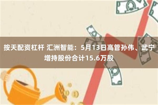按天配资杠杆 汇洲智能：5月13日高管孙伟、武宁增持股份合计15.6万股