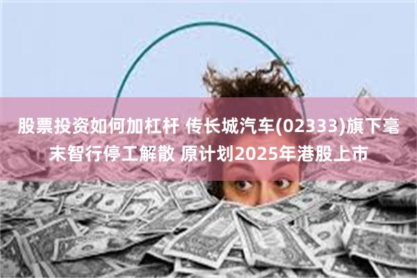 股票投资如何加杠杆 传长城汽车(02333)旗下毫末智行停工解散 原计划2025年港股上市