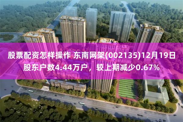 股票配资怎样操作 东南网架(002135)12月19日股东户数4.44万户,较上期减少0.67%