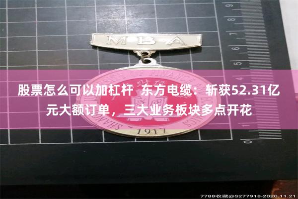 股票怎么可以加杠杆 东方电缆:斩获52.31亿元大额订单,三大业务板块多点开花