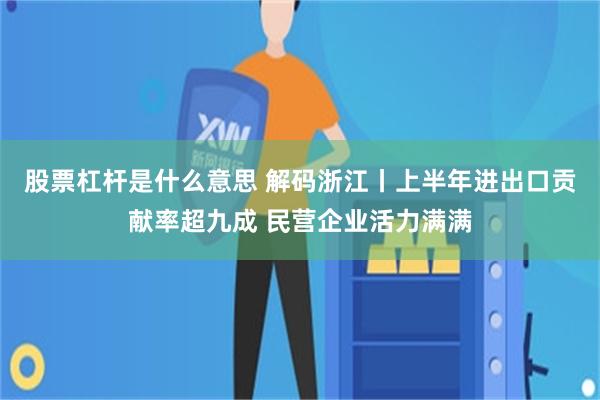 股票杠杆是什么意思 解码浙江丨上半年进出口贡献率超九成 民营企业活力满满