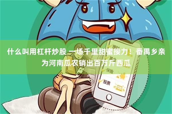 什么叫用杠杆炒股 一场千里甜蜜接力！番禺乡亲为河南瓜农销出百万斤西瓜