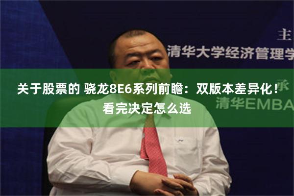 关于股票的 骁龙8E6系列前瞻:双版本差异化!看完决定怎么选