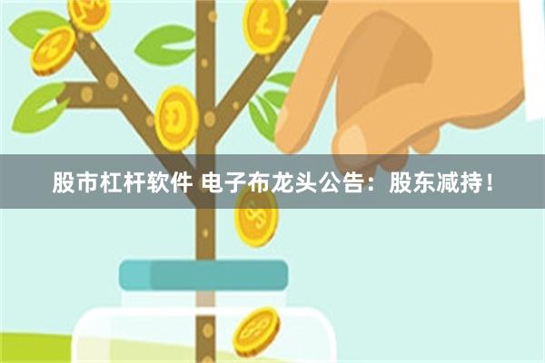 股市杠杆软件 电子布龙头公告：股东减持！