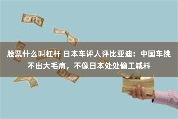 股票什么叫杠杆 日本车评人评比亚迪:中国车挑不出大毛病,不像日本处处偷工减料