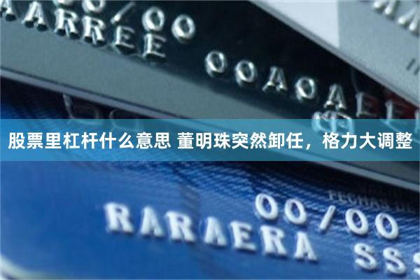 股票里杠杆什么意思 董明珠突然卸任，格力大调整